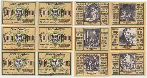 6 Banknoten Notgeld Stadt Schopfheim 1.April 1921 (121160)
