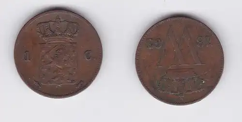 1 Cent Kupfer Münze Niederlande 1863 (118450)