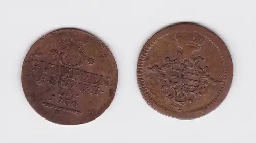 3 Pfennige Kupfer Münze Sachsen Weimar Eisenach 1760 F.S. (119291)