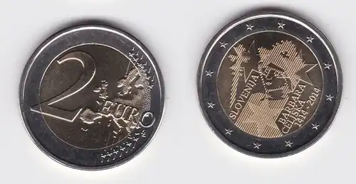 2 Euro Gedenkmünze Slowenien 2014 "Barbara Celjska" Stgl. (143397)