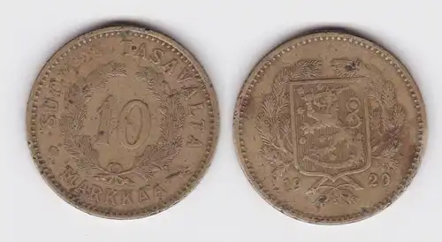 10 Markaa Messing Münze Finnland 1929 ss (143245)