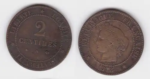 2 Centimes Kupfer Münze Frankreich 1878 A ss (142913)