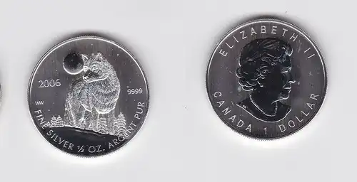 1 Dollar Silbermünze Kanada Wolf 2006 1/2 Unze Feinsilber (118037)