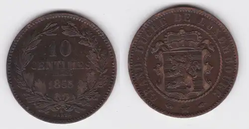 10 Centimes Kupfer Münze Luxemburg 1855 A ss (141614)
