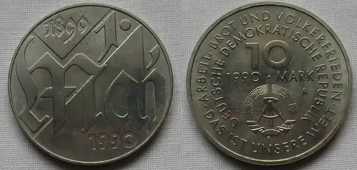 DDR Gedenk Münze 10 Mark 100.Jahre 1.Mai Feiertag 1990 Stempelglanz (102916)