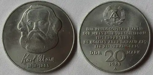 DDR Gedenk Münze 20 Mark Karl Marx 1983 vz (107483)