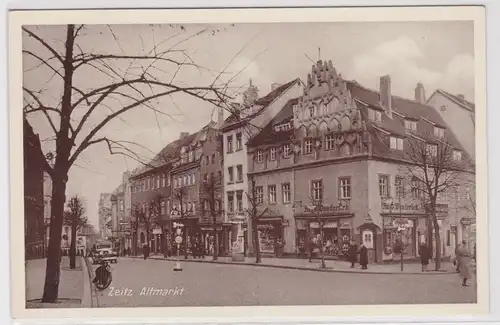21287 Ak Zeitz Altmarkt mit Geschäften um 1930