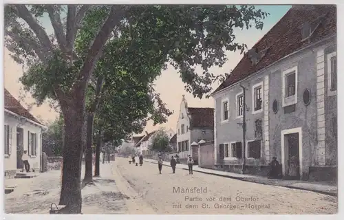 49515 Ak Mansfeld Partie vor dem Obertor mit dem St.Georg Hospital 1916