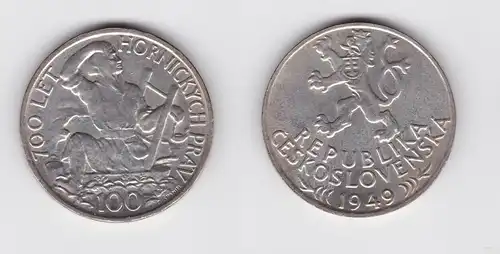 100 Kronen Silber Münze Tschechoslowakei 1949 (134628)