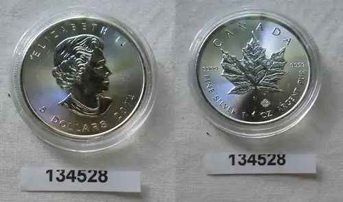 5 Dollar Silber Münze Canada Kanada Maple Leaf 2014 Stempelglanz (134528)