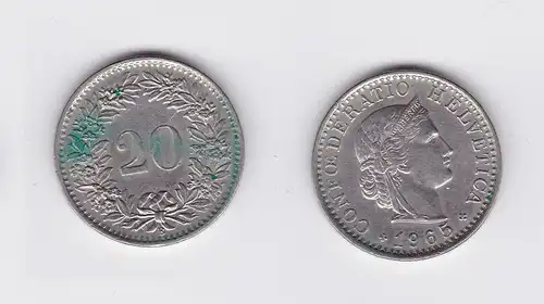 20 Rappen Kupfer Nickel Münze Schweiz 1965 B (118609)