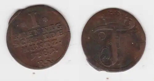 1 Pfennig Kupfer Münze Waldeck Friedrich 1763-1812, 1781 f.ss (142838)