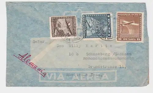 85036 Flugpost Brief Chile nach Schneeberg im Erzgebirge 1950