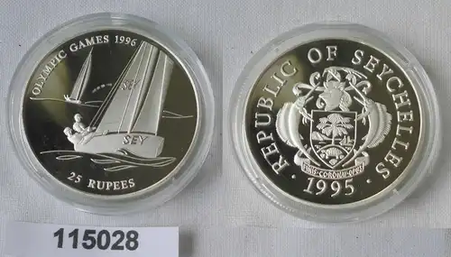 25 Rupees Silbermünze Seychellen Olympiade 1996 Atlanta Segler 1995 (115028)