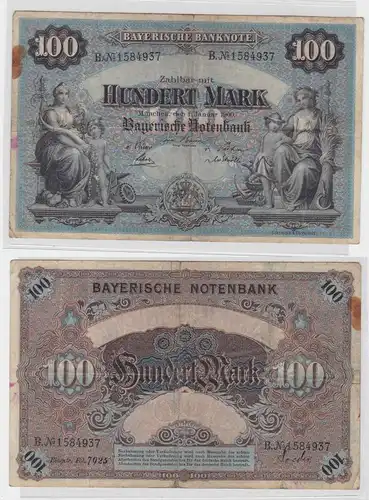 100 Mark Banknote Bayerische Notenbank München 1.1.1900 (115286)