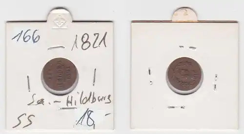 1 Heller Kupfer Münze Sachsen Hildburghausen 1821 (142160)
