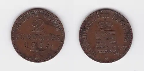 2 Pfennige Kupfer Münze Sachsen Weimar Eisenach 1865 A (119294)