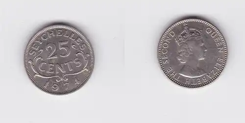 25 Cents Nickel Münze Seychellen 1974 Elisabeth II (119942)