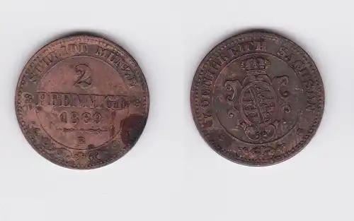 2 Pfennig Kupfer Münze Sachsen 1869 B (118984)
