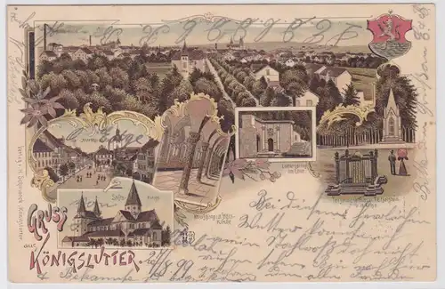 902950 Ak Lithographie Gruß aus Königslutter Marktplatz usw. 1899