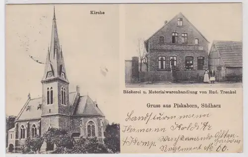 64337 Mehrbild Ak Gruß aus Piskaborn Bäckerei & Materialwarenhandlung 1914