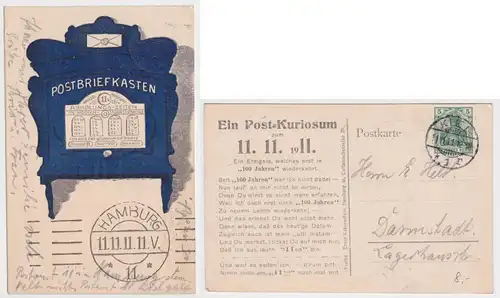 901290 Datumsspielerei Ak Hamburg Postbriefkasten 11.11.1911