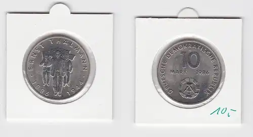 DDR Gedenk Münze 10 Mark Ernst Thälmann 1986 Stempelglanz (133377)