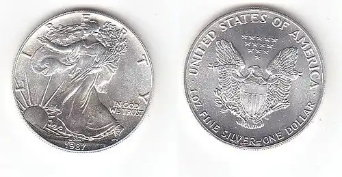 1 Dollar Silber Münze Silver Eagle USA 1987 1 Unze Feinsilber  (115130)