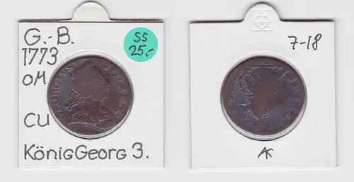 Half Penny Kupfer Münze Großbritannien 1773 König Georg III.  (133675)