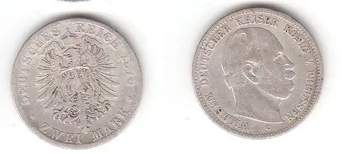 2 Mark Silbermünze Preussen Kaiser Wilhelm I. 1876 C Jäger 96  (114733)