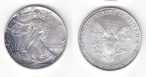 1 Dollar Silber Münze Silver Eagle USA 1994 1 Unze Feinsilber  (114148)