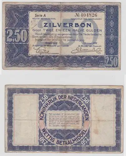 2,50 Gulden Silverbon Banknote Niederlande 1.Oktober 1938 (133491)
