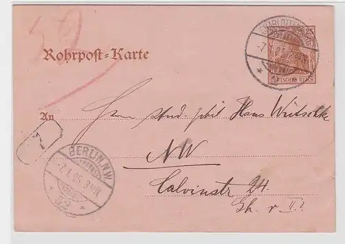 85000 Ganzsachen Rohrpost Karte Berlin Charlottenburg 1905
