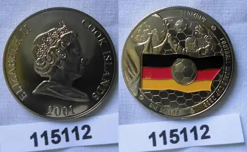 1 Dollar Farb Münze Cook Inseln 2001 Fußball-WM 2006 in Deutschland (115112)