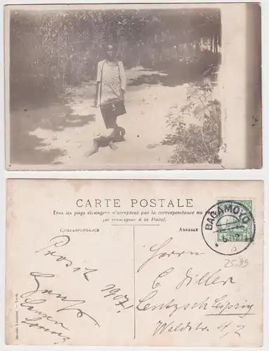 19122 Ak Frau mit Handtasche Deutsch OstafrikaDOA Tansania Stempel Bagamoyo 1906