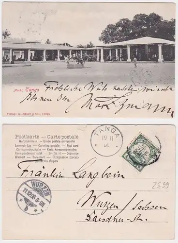 07856 Ak Tanga Markt Deutsch Ostafrika DOA Stempel Korogwe 1906