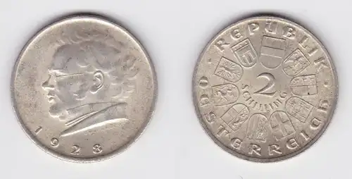 2 Schilling Silber Münze Österreich Schubert 1928 (155137)