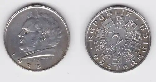 2 Schilling Silber Münze Österreich Schubert 1928 (155060)