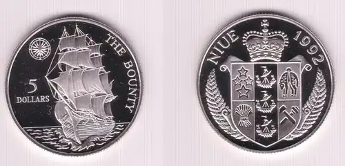 5 Dollar Silber Münze Niue 1992 Segelschiff Bounty (155434)