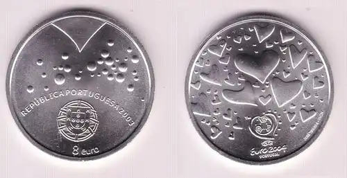 8 Euro Silbermünze 2004 Stempelglanz Portugal Fifa Fußball WM (154957)