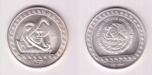 25 Pesos Silber Münze Mexiko 1992 Guerro Aguila (154956)