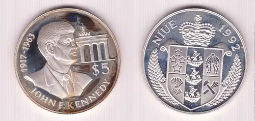 5 Dollar Silber Münze Niue 1992 John F. Kennedy (155409)
