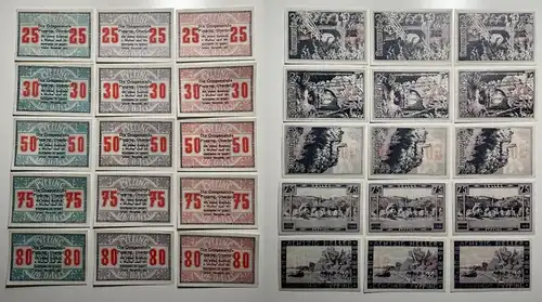 15 Banknoten 25 bis 80 Heller Notgeld Ortsgemeinde Pupping 1920 (154833)
