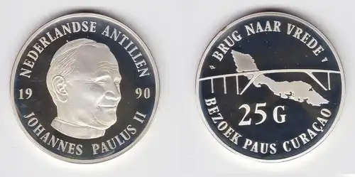 25 Gulden Silber Münze Niederländische Antillen Papst Johannes Paul II. (155453)