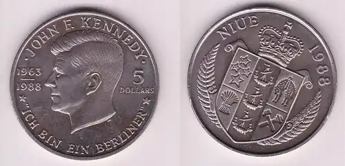 5 Dollar Nickel Münze Niue 1988 John F. Kennedy (155252)