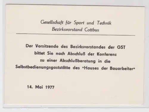 98225 Einladung GST Bezirksvorstand Cottbus 14.Mai 1977