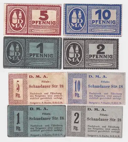 1,2,5 & 10 Pfennig Banknoten Notgeld Dresden D.M.A. Schandauer Str.18 (119036)