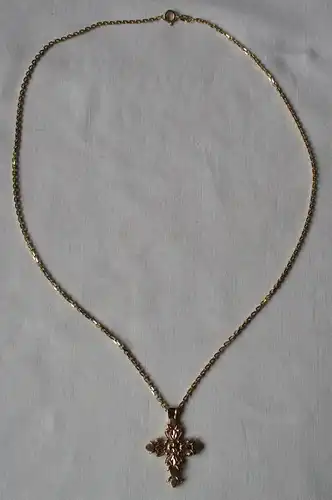 hochwertige Damenhalskette 585er 14 Karat Gold mit Kreuz Anhänger (154809)