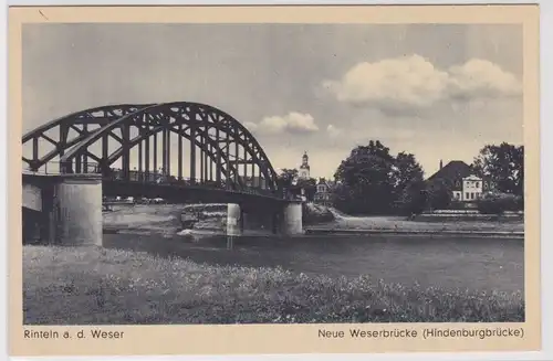 903078 Ak Rinteln an der Weser neue Weserbrücke (Hindenburgbrücke) um 1930