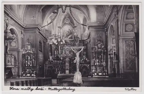 99012 Ak Grulich (Sudetengau) mit Muttergottesberg Kircheninneres um 1930